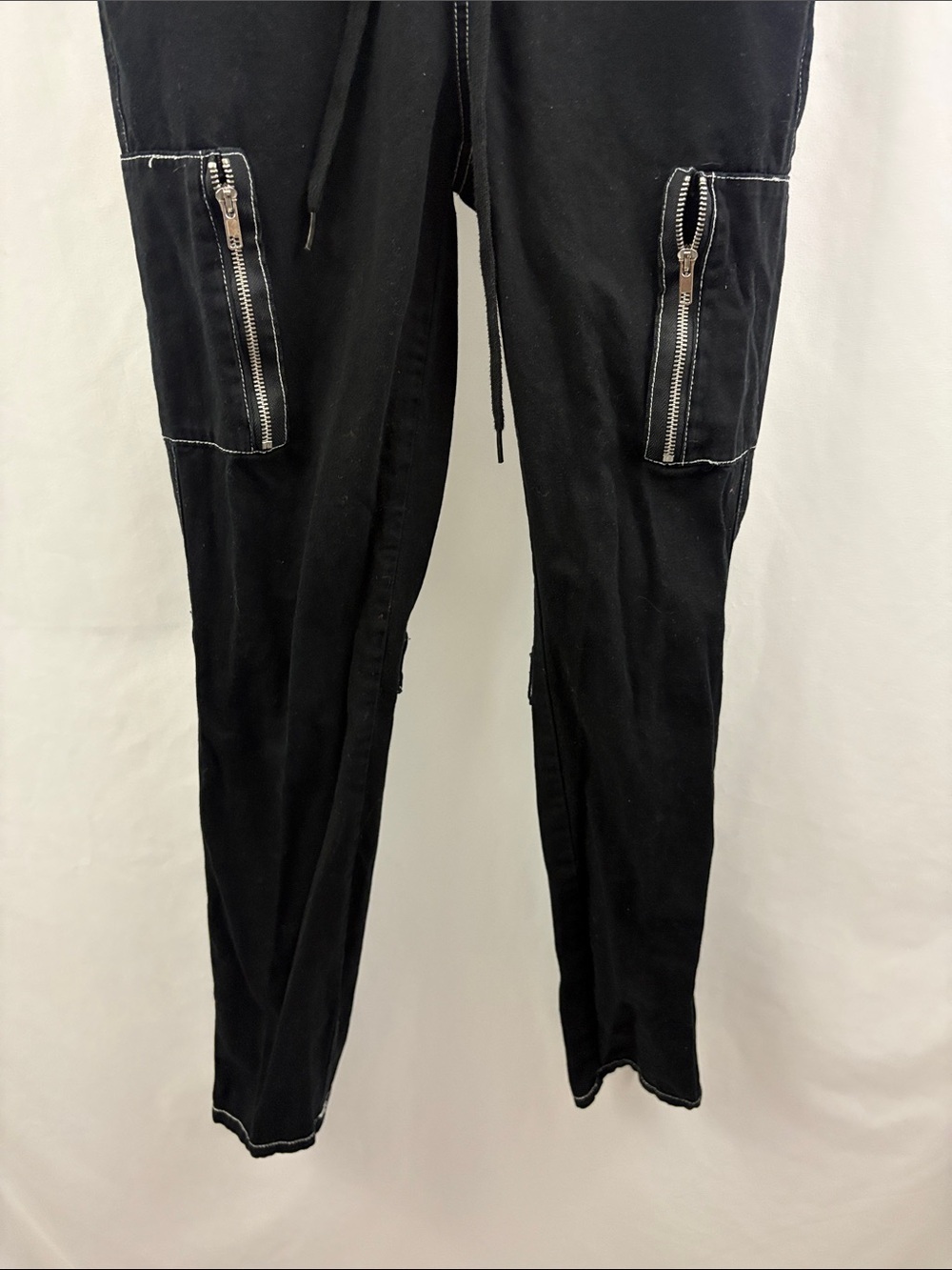 Hot Topic Womens Cargo Skinny Pants Black Pull On‎ Grunge Drawstring Small - Picture 4 of 8